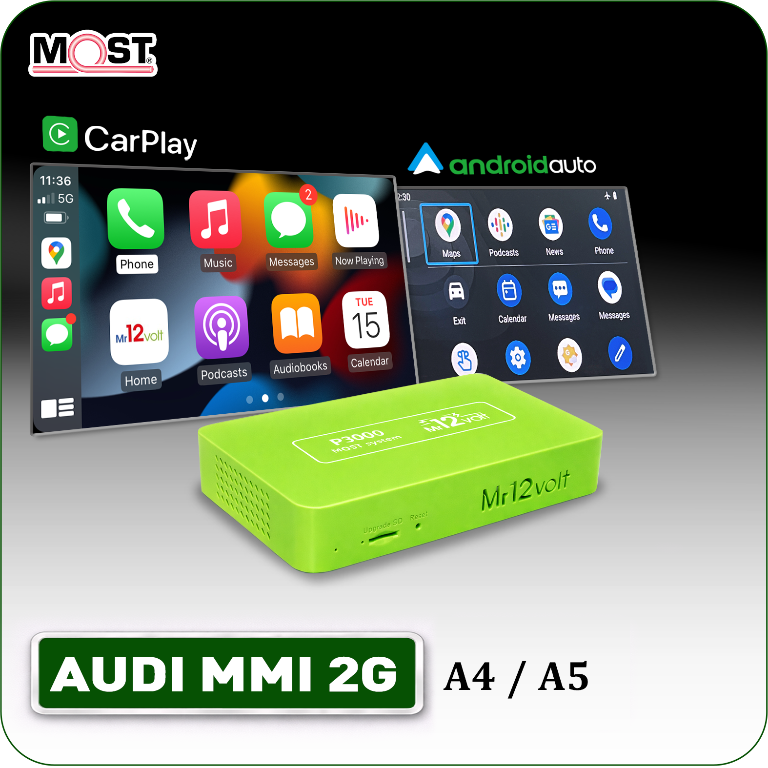 Audi MMI 2G A4 A5 Wireless Apple CarPlay Android Auto MOST Interface