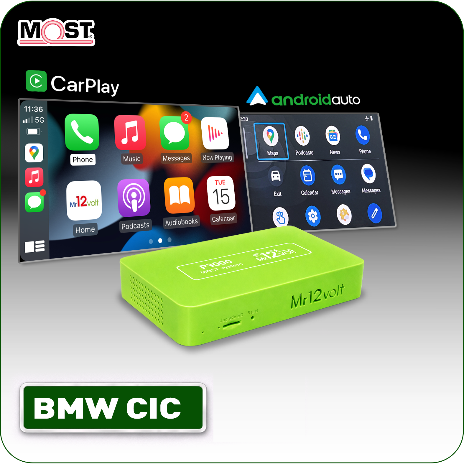 BMW CIC MINI Wireless Apple CarPlay Android Auto MOST Interface