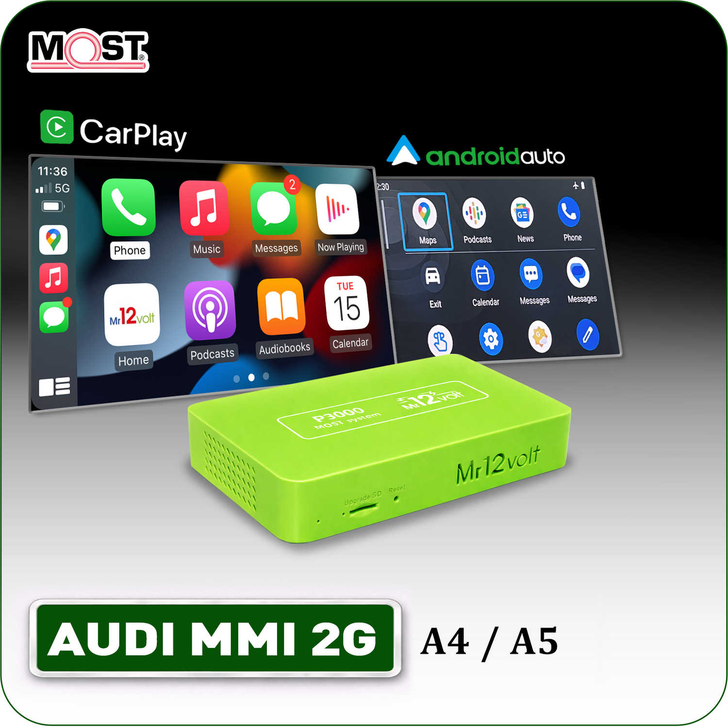 Audi MMI 2G A4 A5 Wireless Apple CarPlay Android Auto MOST Interface