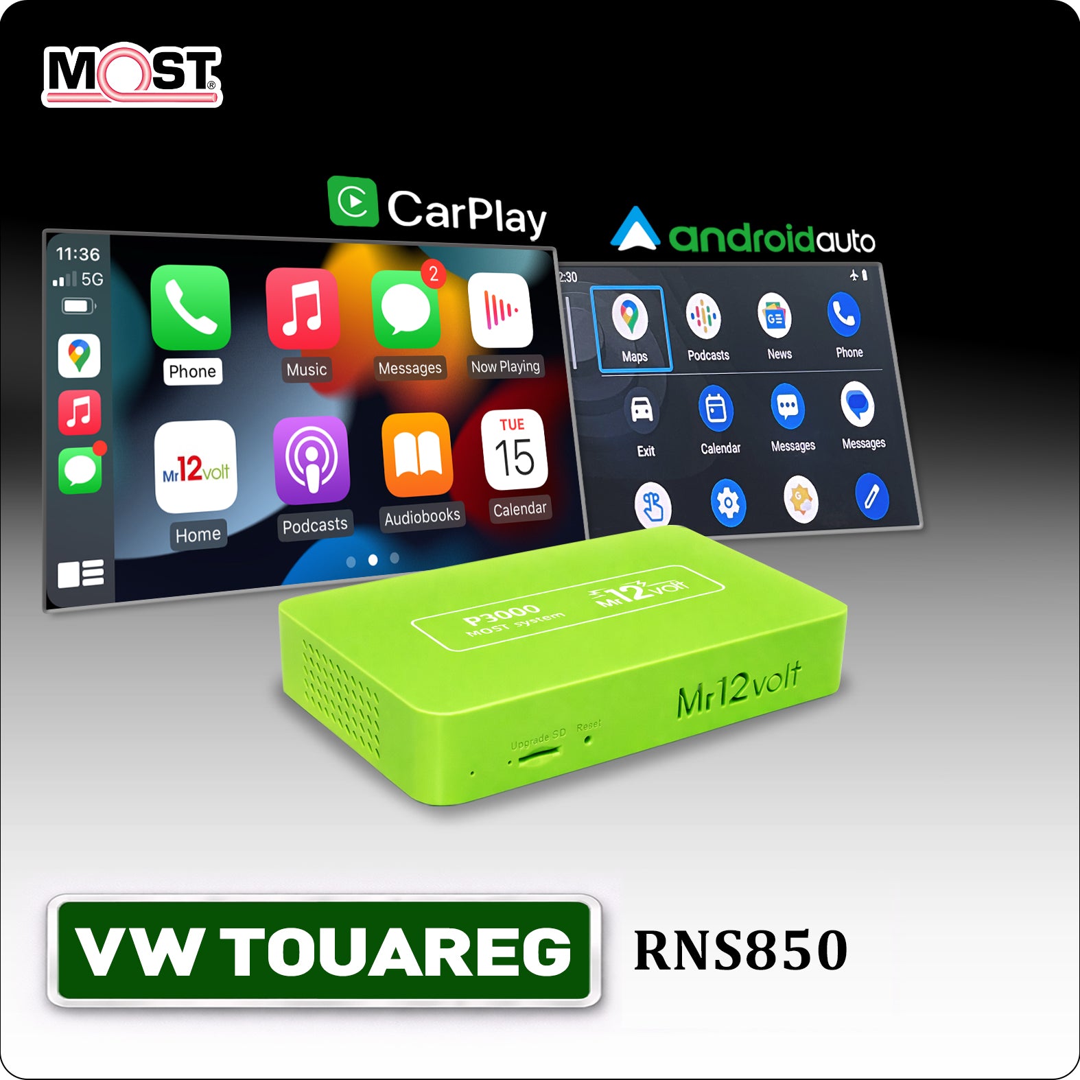 VW Touareg RNS850 Wireless Apple CarPlay Android Auto MOST Interface