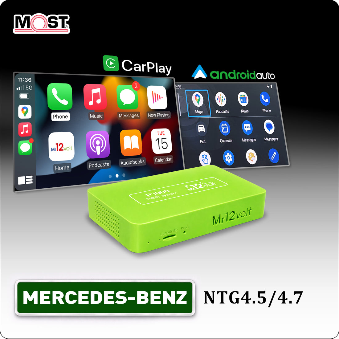 High End Mercedes Benz NTG 4.5 4.7 Wireless CarPlay Android Auto MOST Interface