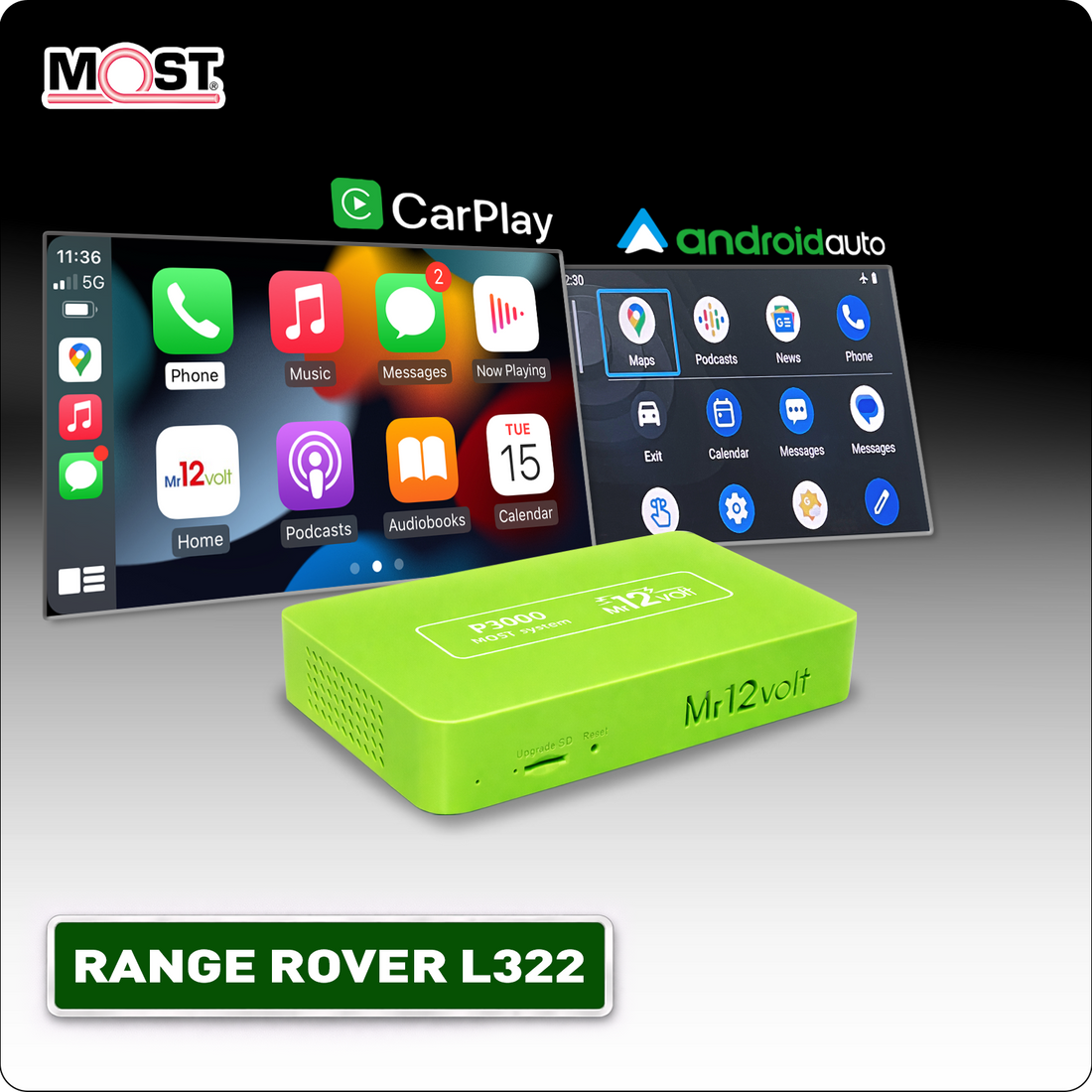 Range Rover L322 2009 - 2012 Wireless CarPlay Android Auto MOST Interface