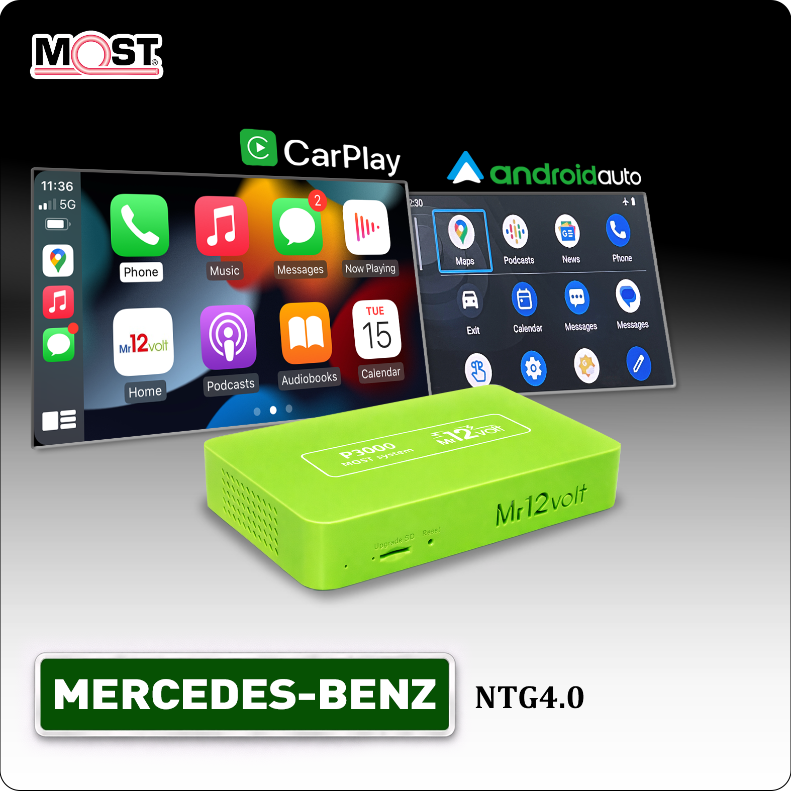 High End Mercedes Benz NTG4.0 W212 Wireless CarPlay &amp; Android Auto MOST Interface